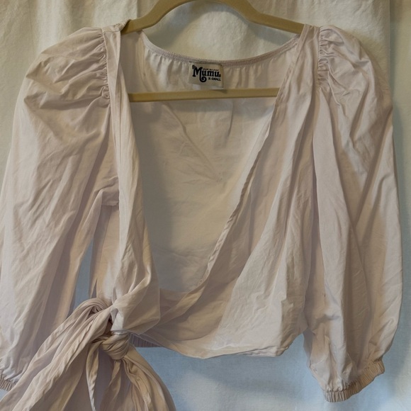 Show Me Your Mumu Janice Top Chic White Wrap Blouse - Picture 6 of 6